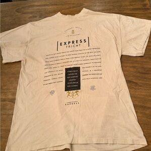 Y2K Express Tricot Beige Graphic Boxy Tee XXL Vintage